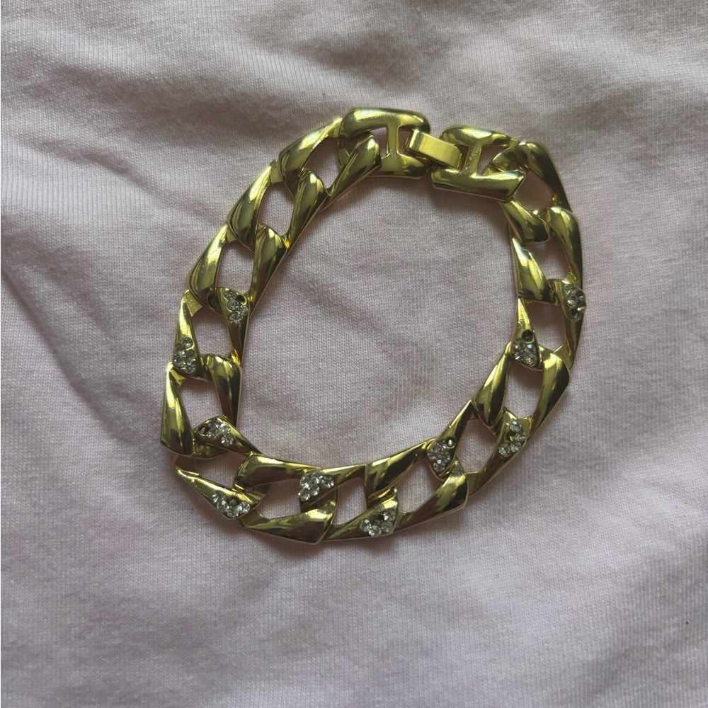 Gold Chain Bracelet with Crystal Accents